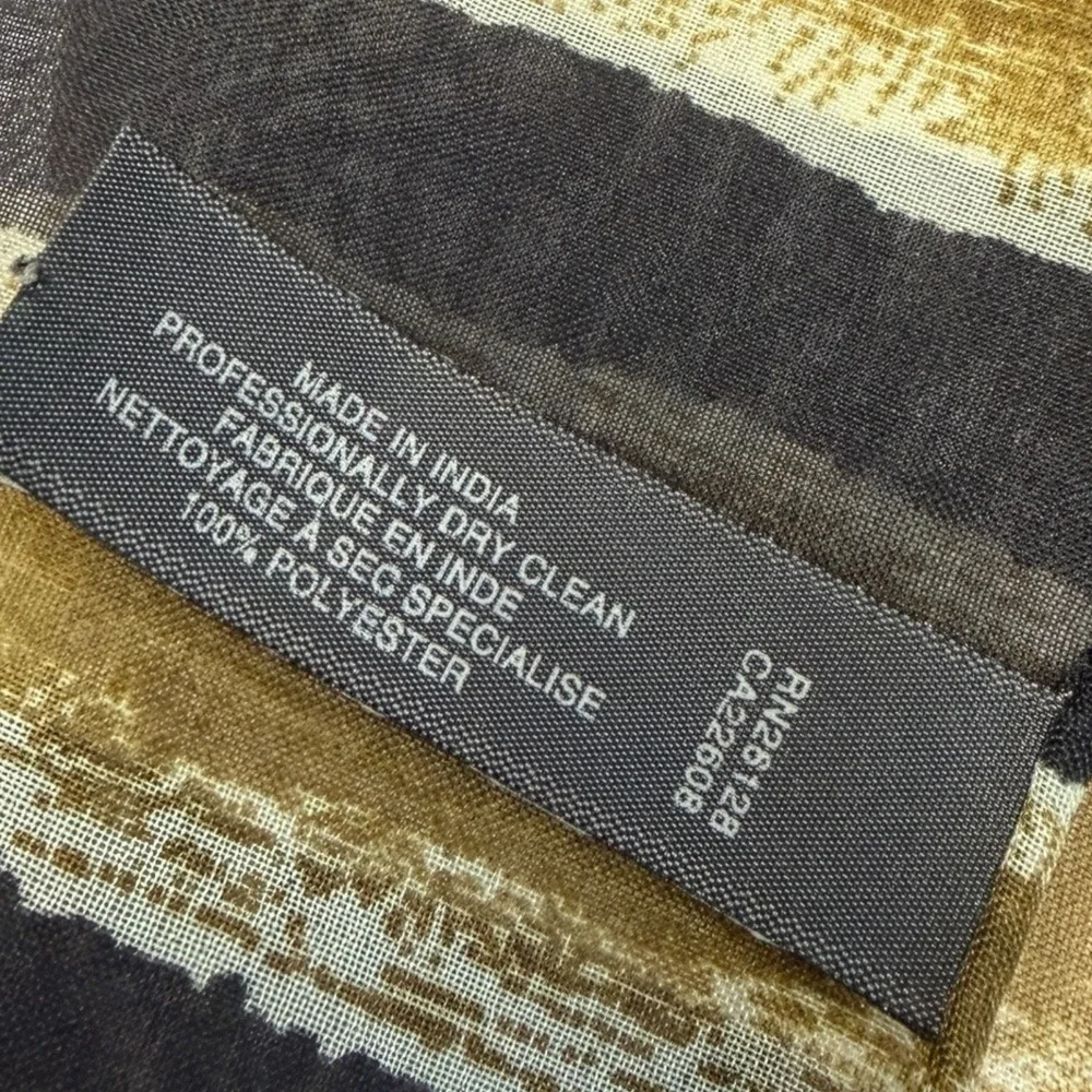 Echo Womens Striped XLarge Scarf Wrap Brown Mustard Polyester‎ Flawed - Picture 6 of 6